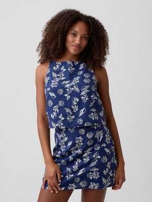 Gap Kadın Koyu Mavi Keten Karışımlı Apron Bluz