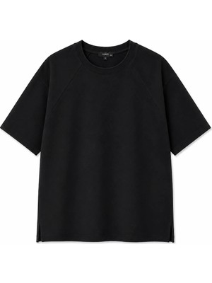 Vamos Oversize Reglan Kol Basic Tişört Siyah