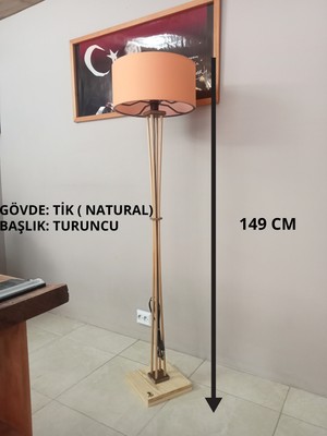 Balsa Dekor Naturel-Turuncu Ahşap Lambader- Köşe Aydınlatma
