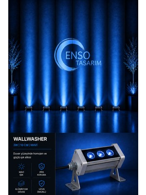 3W 10 cm Mavi LED Wallwasher Dış Cephe Duvar Cami Bahçe Aydınlatma