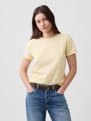 Gap Kadın Sarı Favorite Bisiklet Yaka T-Shirt