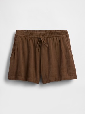 Gap Kadın Kahverengi 4" Mid Rise Pamuk Gauze Easy Şort