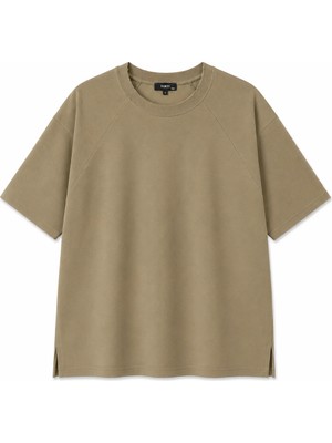 Vamos Oversize Reglan Kol Basic Tişört Haki