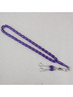 Lapisdo Sıkma Kehribar Kapsül Kesim Alpaka Püsküllü 7X11MM Tesbih