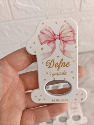 Lecatte 20 Adet Pembe Fiyonklu 1 Rakamlı Açacak Magnet Doğum Günü Yenidoğan Hediyelikleri
