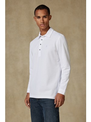 Abbate Castle Pike Pamuklu Comfort Fit Beyaz Polo Yaka Erkek Düz Polo Shirt