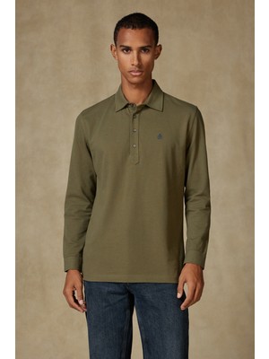Abbate Castle Pike Pamuklu Comfort Fit Haki Polo Yaka Erkek Düz Polo Shirt