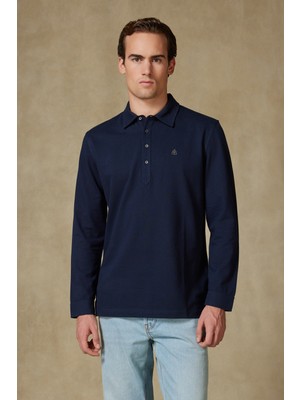 Abbate Castle Pike Pamuklu Comfort Fit Lacivert Polo Yaka Erkek Düz Polo Shirt