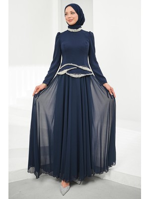 İmaj Butik Lacivert Inci Işlemeli Abiye