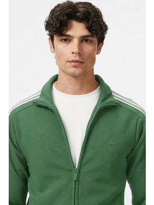 Lacoste Men's Slim Fit Zip Up Monogram Sweatshirt Erkek Tam Fermuarlı Logolu Sweatshirt Yeşil