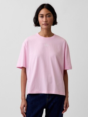 Gap Kadın Açık Pembe Oversized Gap Logo Tunik T-Shirt