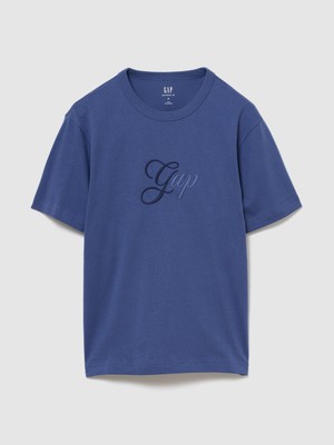 Gap Erkek Mavi Heavyweight Tonal Gap Logo T-Shirt