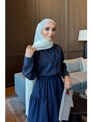 İmaj Butik Lacivert Taş Detaylı Gömlek