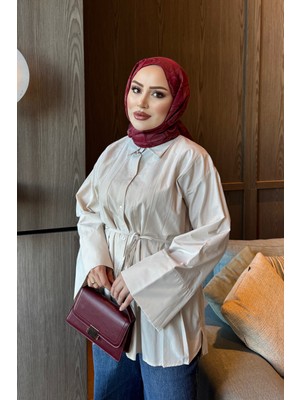 İmaj Butik Taş Ön Detaylı Düğmeli Gömlek