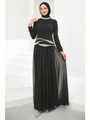 İmaj Butik Siyah Inci Işlemeli Abiye
