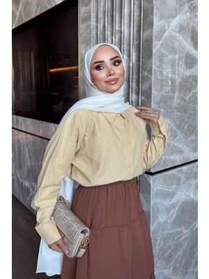İmaj Butik Sarı Taş Detaylı Gömlek