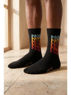 Katia & Bony Unisex Renkli Şeritli Gri Padel Soket Çorap