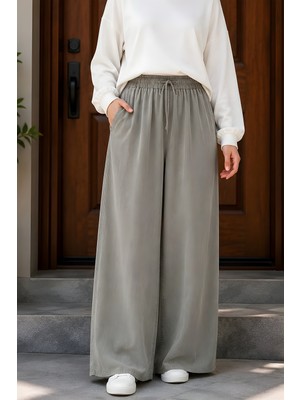İmaj Butik Haki Çift Cepli Bel Lastikli Tencel Pantolon