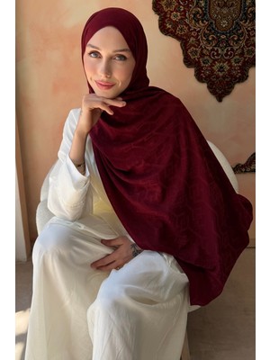 İmaj Butik Bordo Desenli Pamuk Şal