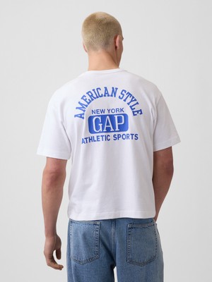 Gap Erkek Beyaz Heavyweight Gap Logo Relaxed Crop T-Shirt