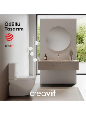 Creavit Mare Kanalsız Duvara Sıfır Klozet Takım MA361,Creavit Mare Duroplast Yavaş Kapak