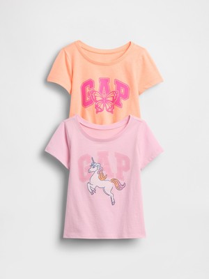 Gap Kız Bebek Turuncu Grafik Baskılı T-Shirt (2’li)