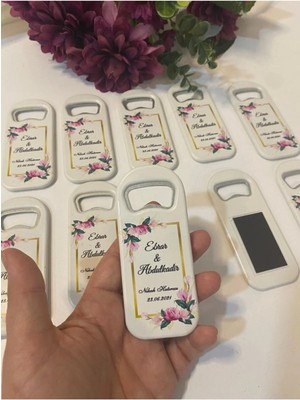 Lecatte 50 Adet Jelatinlenmiş Düğün Nişan Söz Nikah Mevlüd Hediyesi - Hediyelik Magnet Açacak 11 cm