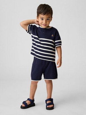 Gap Erkek Bebek Lacivert Baby & Toddler Henley Çizgili Kazak Seti