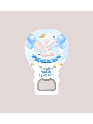 Lecatte Balonlu Fil Mavi Renk Temalı Balon Açacak Magnet 10 Adet