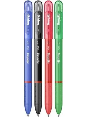 Rotring Tükenmez Kalem 4'lü Ana Renkler Ergonomik Gövde ile Konforlu Yazım İçin