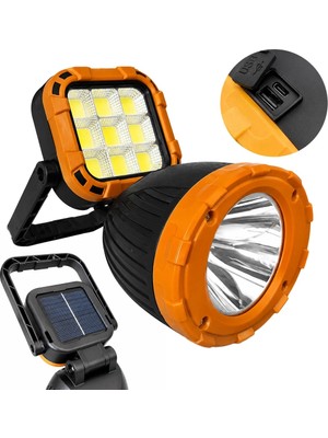 kzy mobilyal Powermaster PM-8033C 6 Modlu El Feneri ve Işıldak Acil Durum Lambası Solar Şarjlı