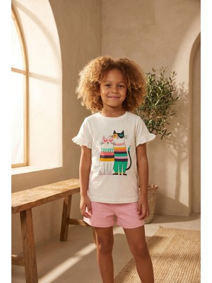 Katia & Bony Çocuk Kedi Desenli Şortlu Pijama Takımı