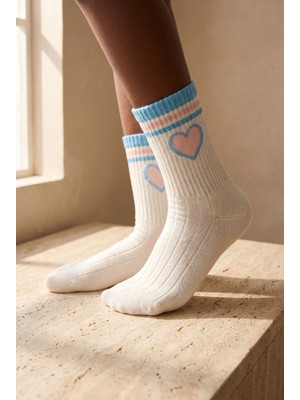 Bony Socks Çocuk Kalpli Soket Çorap Ekru