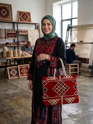 Zaytoon 42*54 Küçük Hacimli Geleneksel Nakışlı Omuz Çantası K00009