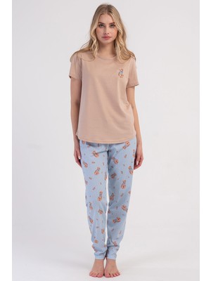 Vienetta Pamuklu Kadın Kısa Kol Pijama Takım, 602065
