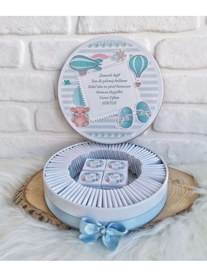 Lecatte 100 Adet Isme Özel Mavi Ayıcıklı Hediyelik Hoşgeldin Erkek Bebek Çikolatası