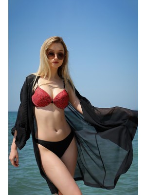 Empressco Kırmızı Yarım Destekli Kadın Bikini Takımı, Şık ve Rahat Tasarım