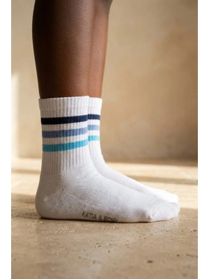 Bony Socks Çocuk Lacivert Renkli Çizgili Soket Çorap