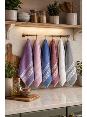 Mela Home Bambu Desen 30*50 cm 6'lı Mutfak Havlusu - Çeyiz - El ve Yüz Havlusu - Kurulama Bezi %100 Pamuk
