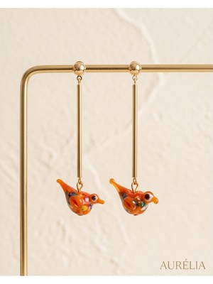 Soie Atelier Soie Loly Pop Koleksiyonu Murano Cam Kuş Küpe