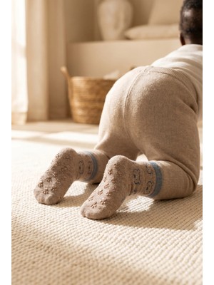 Bony Socks Bebek Ayı Desenli Soket Çorap Kahverengi