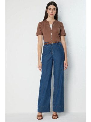 Ekol Beli Kemerli Bol Paça Pantolon 4158