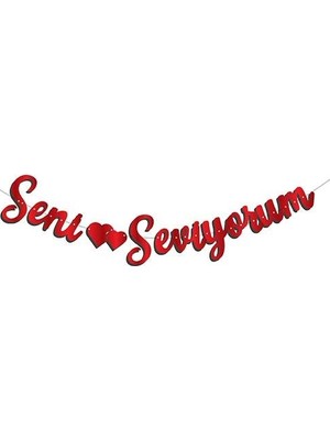 Party Express Kaligrafi Banner "seni Seviyorum" - Kırmızı