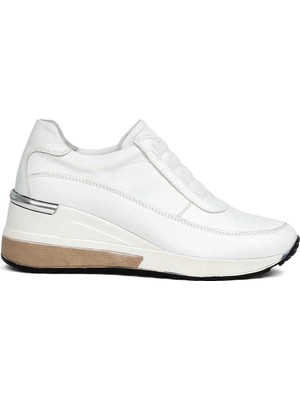 Celal Gültekin Kadın Beyaz Dolgu Topuklu Deri Sneaker