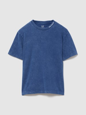 Gap Erkek Mavi Heavyweight Gap Logo Relaxed Crop T-Shirt