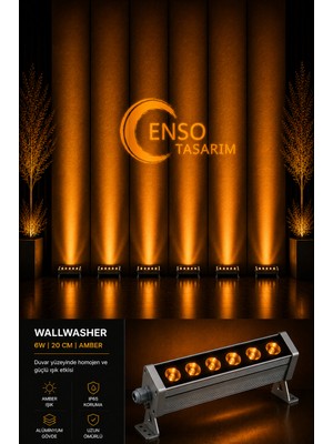 Enso Tasarım 6W 20 cm Amber LED Wallwasher Dış Cephe Duvar Cami Bahçe Aydınlatma