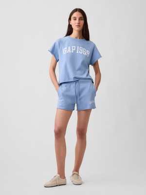 Gap Kadın Açık Mavi Relaxed Fransız Havlu Kumaş Grafik Baskılı Şort