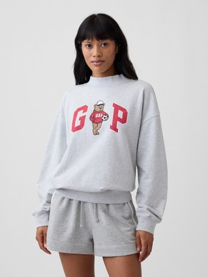 Gap Kadın Açık Gri Fransız Havlu Kumaş Brannan Bear Logo Sweatshirt