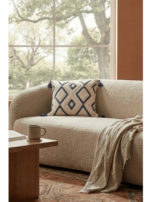 Destiva Home Etnik Geometrik Desenli Püsküllü Pamuk Gizli Fermuarlı Punch Kırlent Kılıfı 42X42CM
