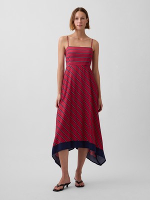 Gap Kadın Kırmızı Çizgili Handkerchief Midi Elbise